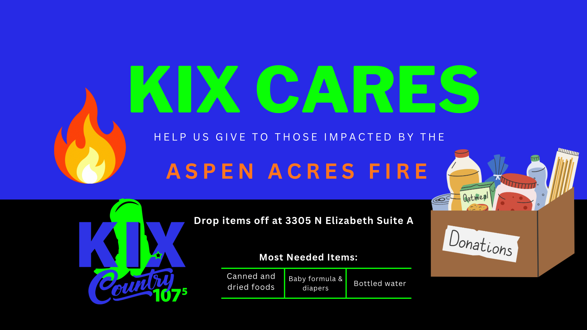 KIX Cares: We’re launching a donation drive for Aspen Acres Fire evacuees